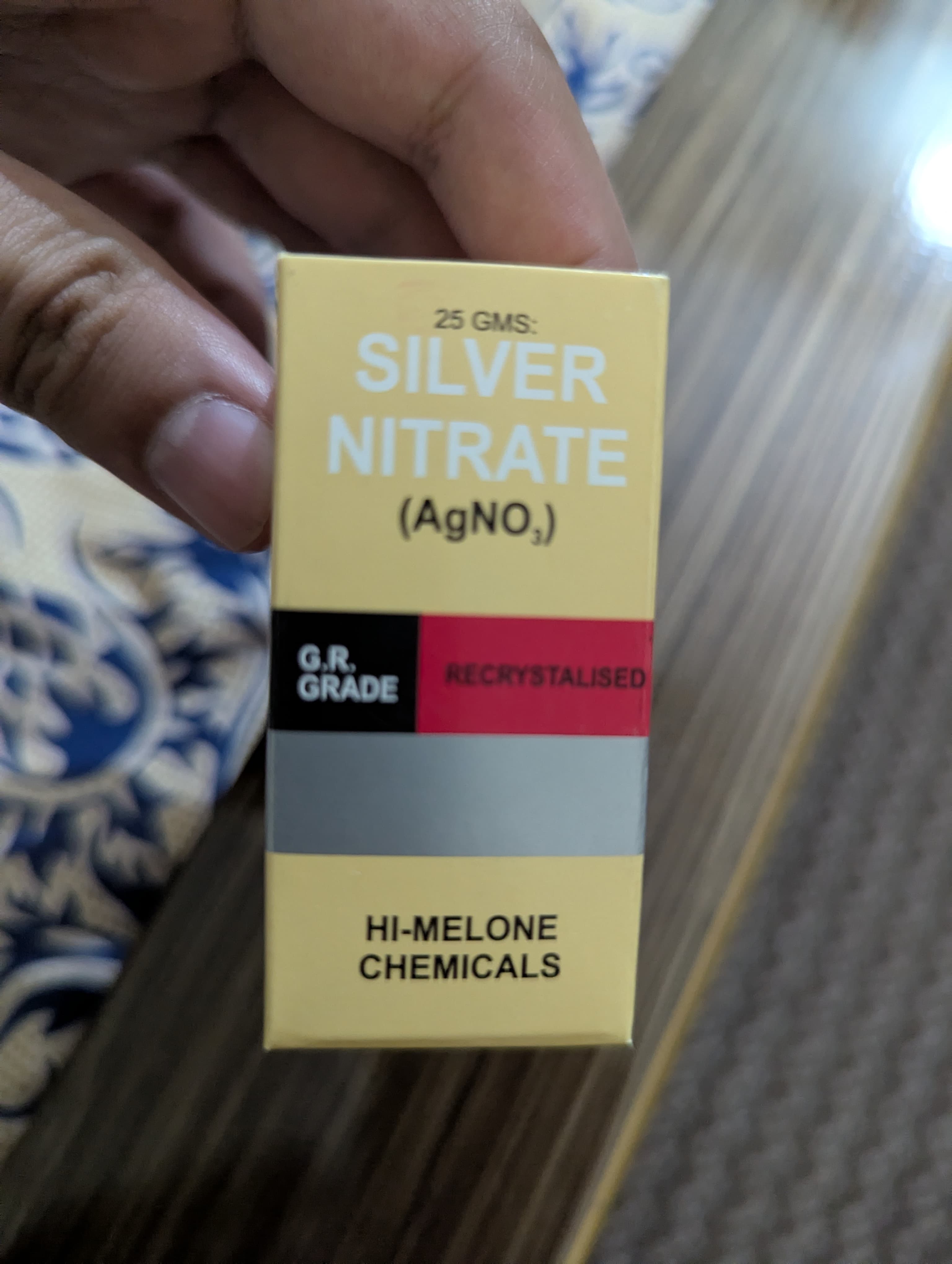 Silver nitrate 25 gram box packaging front