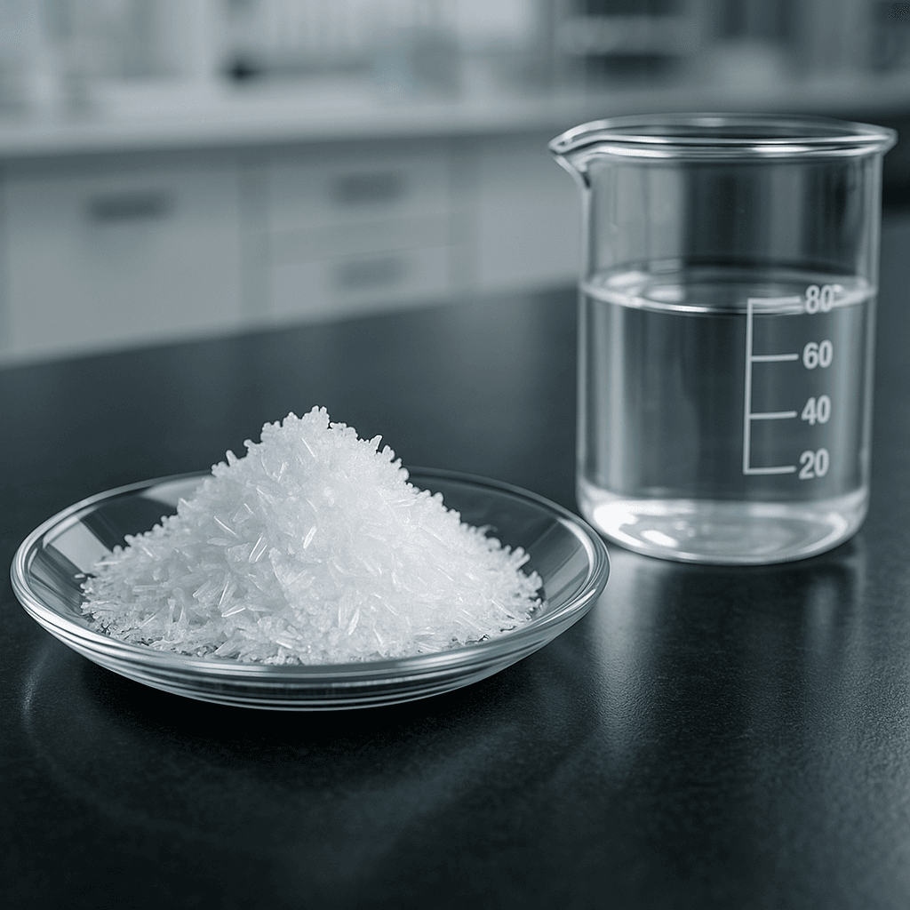 Silver nitrate crystals used in pharmaceutical and laboratory applications